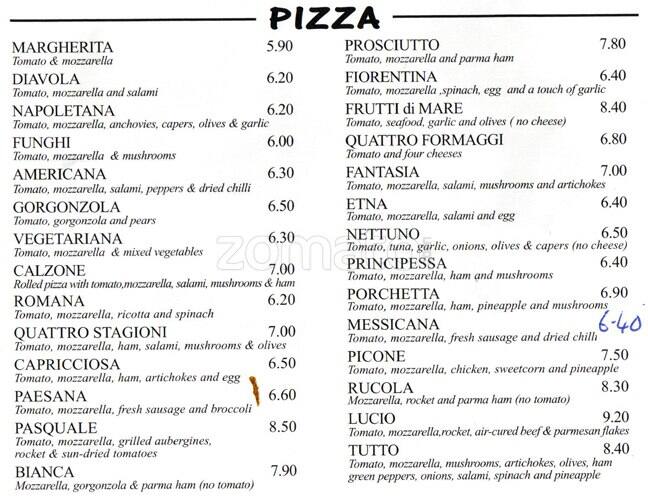 Menu at La Porchetta pizzeria, London, 265 Muswell Hill Broadway