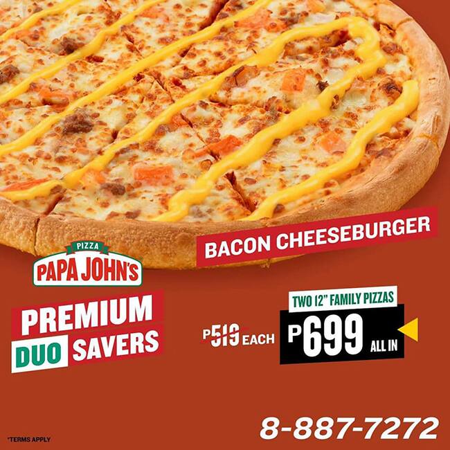 Menu at Papa John's pizzeria, Taytay, Ortigas Ext.