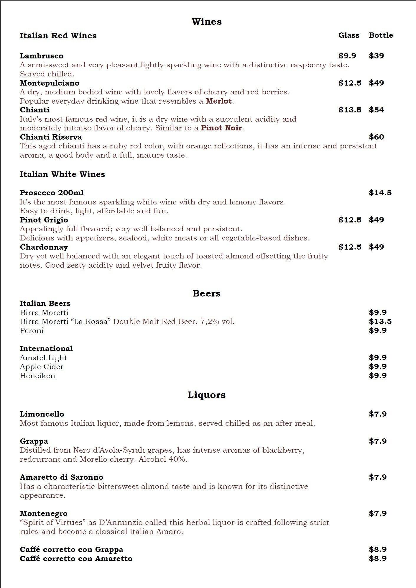 Menu at That's Amore pizzeria, Auckland, 2m/1 Courthouse Ln