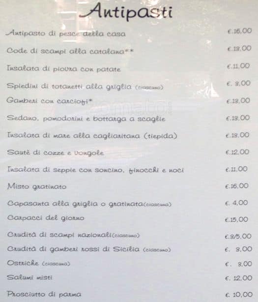 Menu Di Natale Sardo.Vento Di Sardegna A Milano Foto Del Menu Con Prezzi