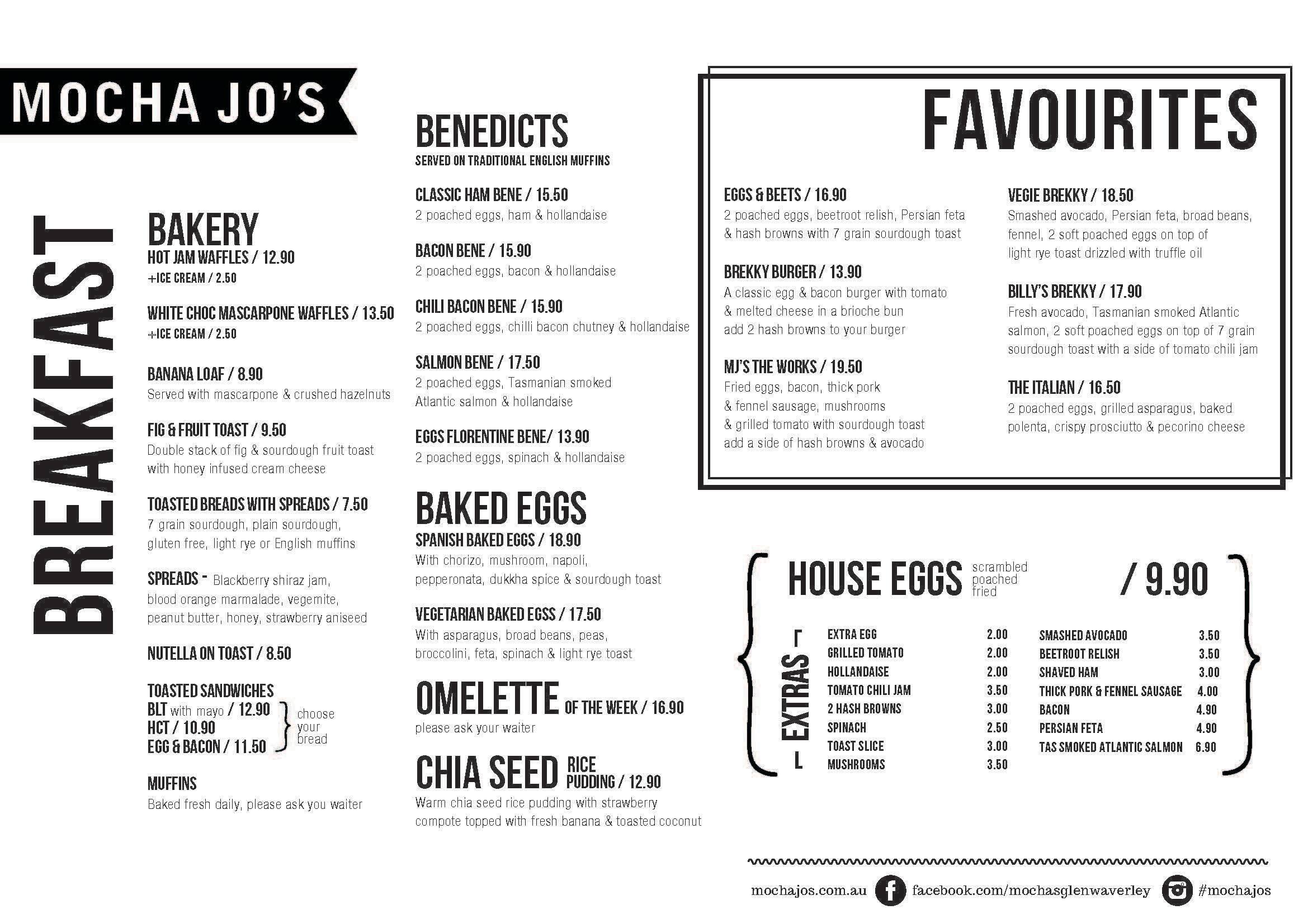 Mocha Jo's a Melbourne Foto del Menu con Prezzi Urbanspoon/Zomato