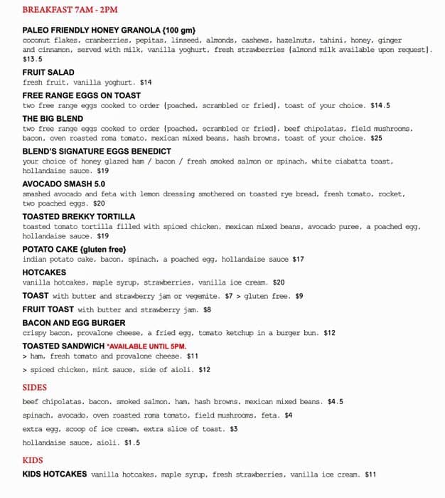 Blend Cafe and Pizza Bar Menu, Menu for Blend Cafe and Pizza Bar ...