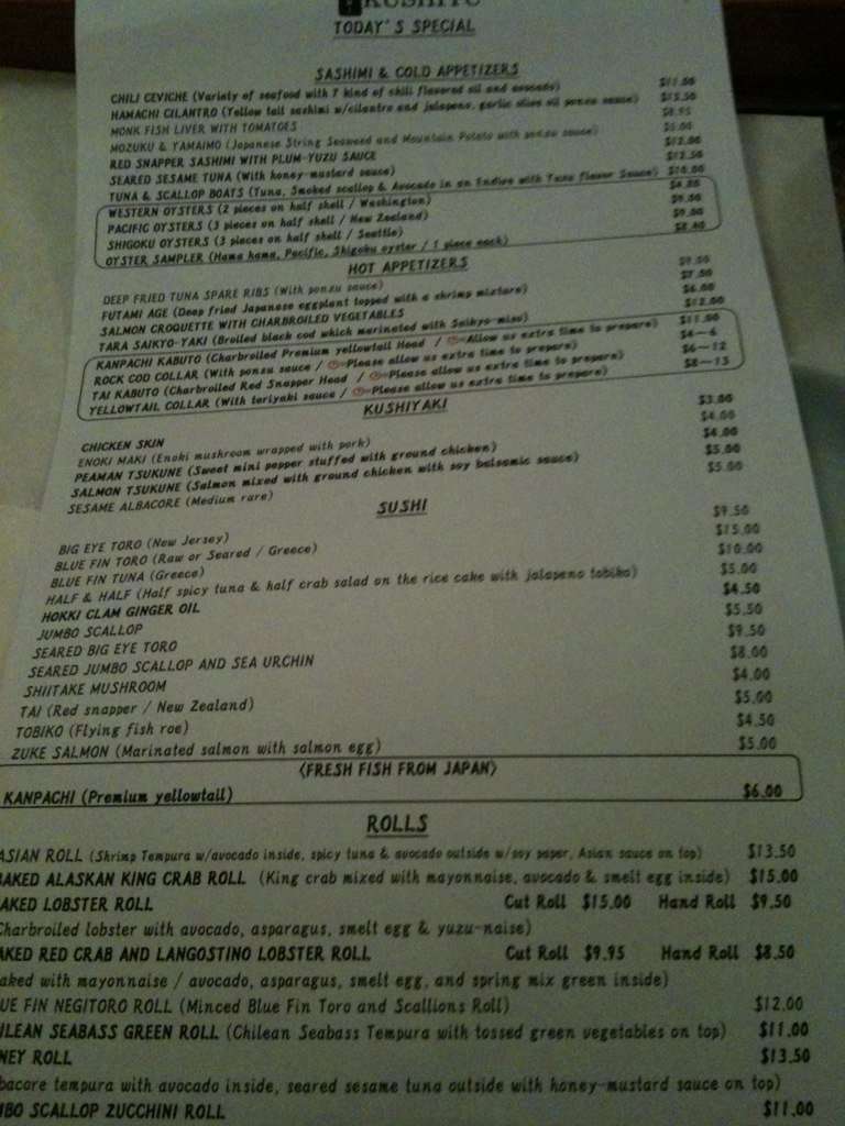 Kushiyu Menu, Menu for Kushiyu, Tarzana, Los Angeles Urbanspoon/Zomato