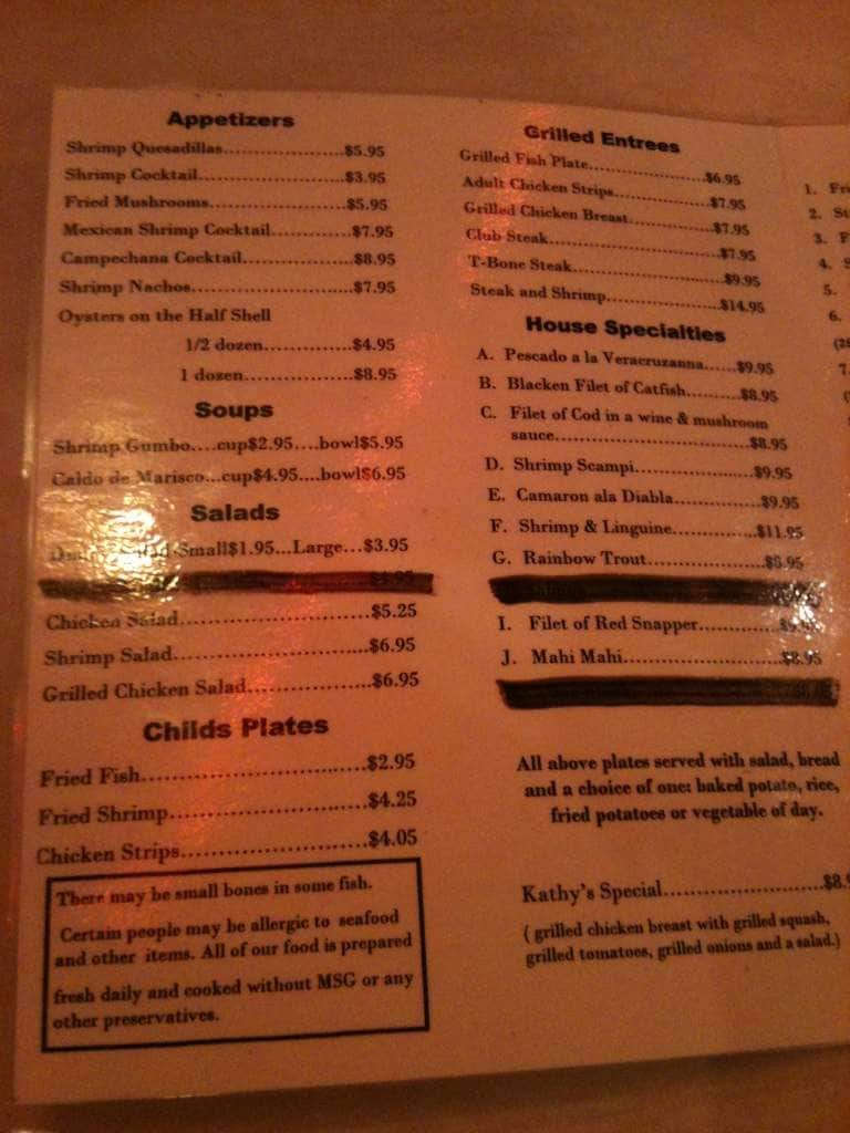Johnny's Seafood Menu, Menu for Johnny's Seafood, Fort Sam Houston, San