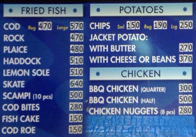The Fish Bar menu