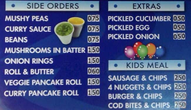 The Fish Bar menu