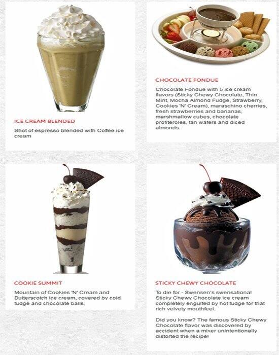 Swensen's メニュー