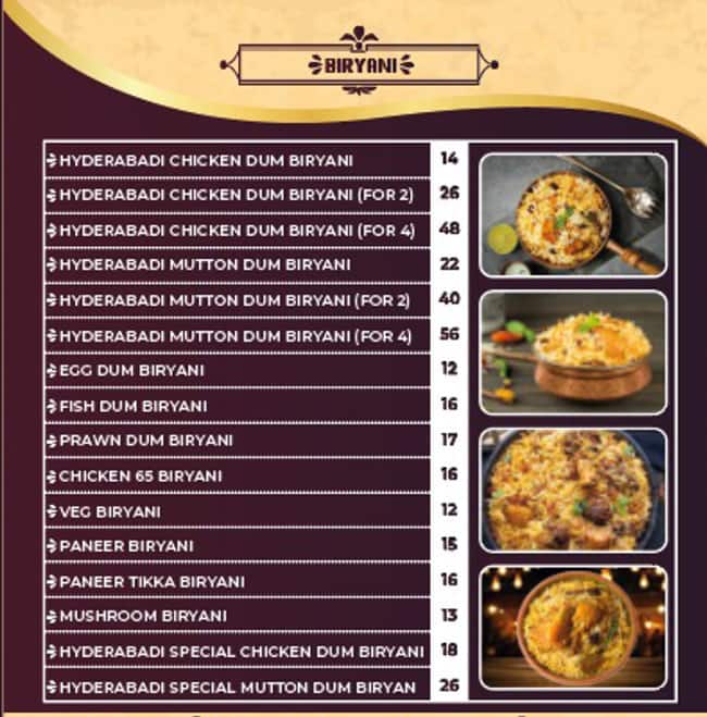 Menu of Hyderabad Se Restaurant, Meena Bazaar, Dubai