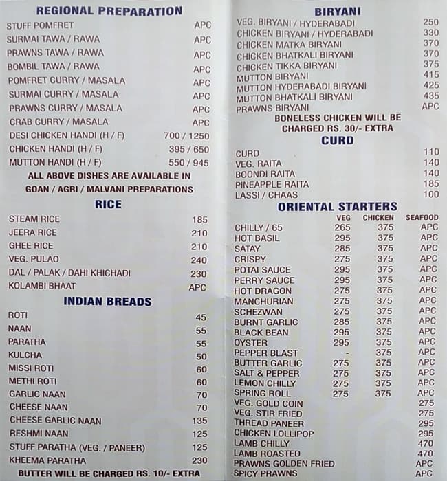Saiemaa's Family Dining And Bar menu