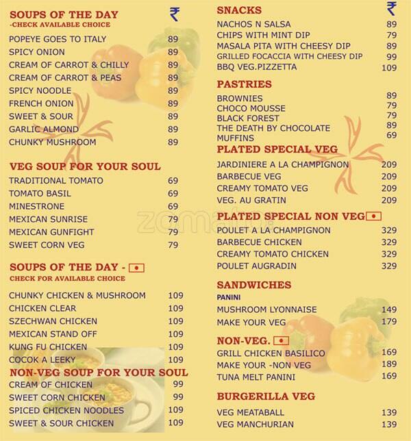 The Soup And Salad Cafe menu