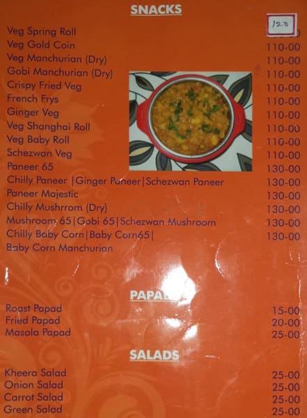 Vijaya Raghavendra Tiffins menu
