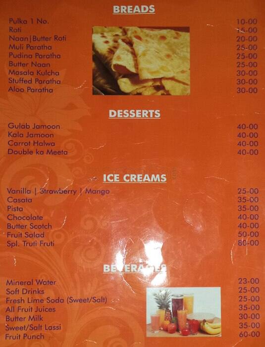 Vijaya Raghavendra Tiffins menu