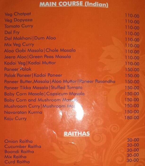 Vijaya Raghavendra Tiffins menu