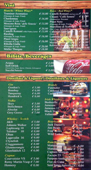 Menu di The Good Fellas 