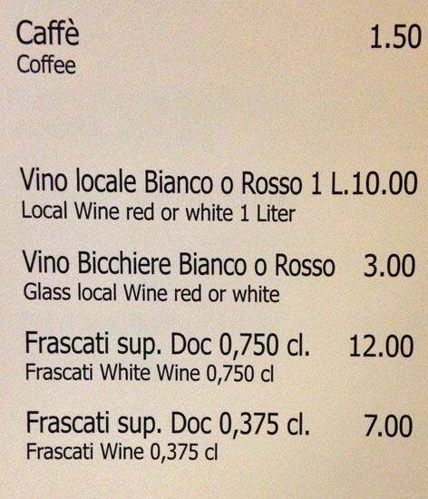 Menu di Hostaria al 31 