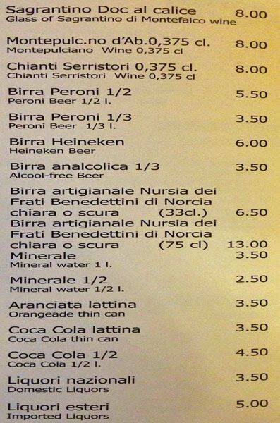 Menu di Hostaria al 31 