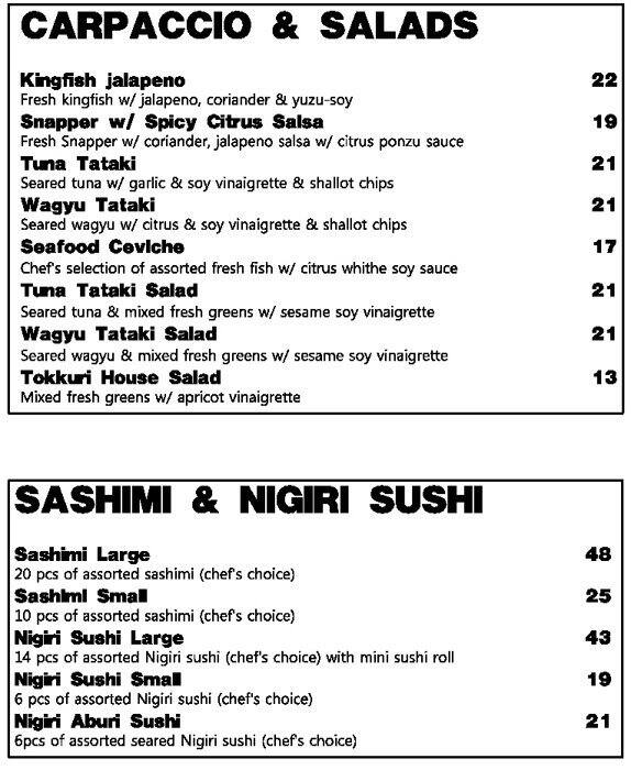 Tokkuri Menu, Menu for Tokkuri, Cammeray, Sydney Urbanspoon/Zomato
