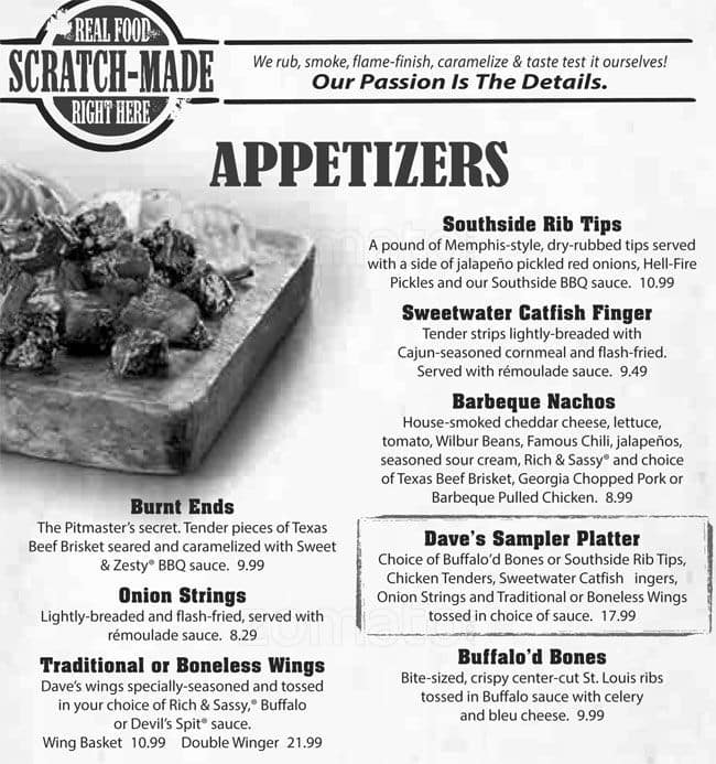 Famous Dave's Menu Printable