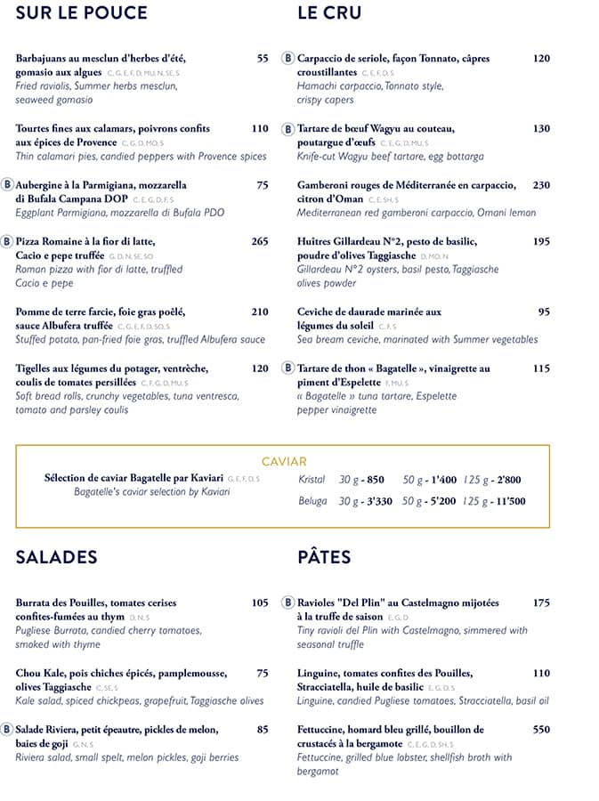 Menu of Bagatelle - Fairmont Dubai, Trade Centre Area, Dubai