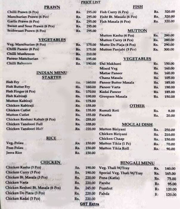 Prince Fast Food Centre menu