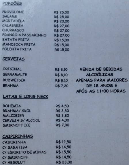 Monsieur Vatel cardápio