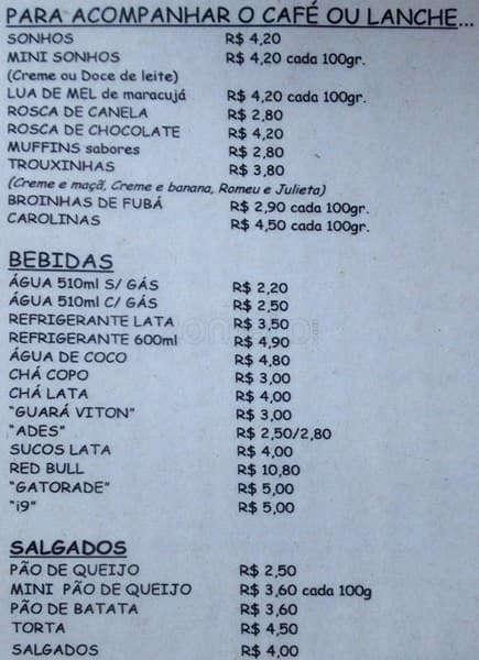 Monsieur Vatel cardápio