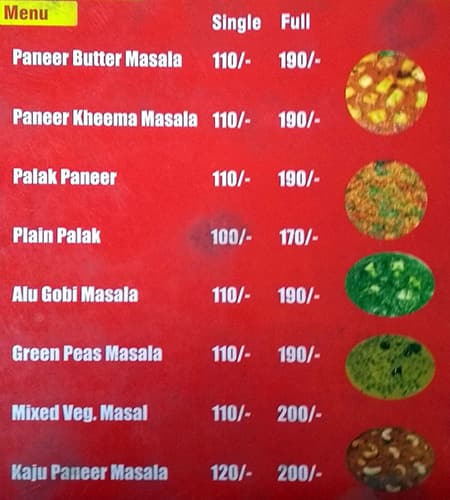 Menu At Vijaya Raghavendra Tiffins, Hyderabad, 11-13-36/2