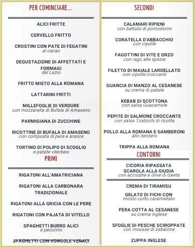 Menu di Il Quinto Quarto 