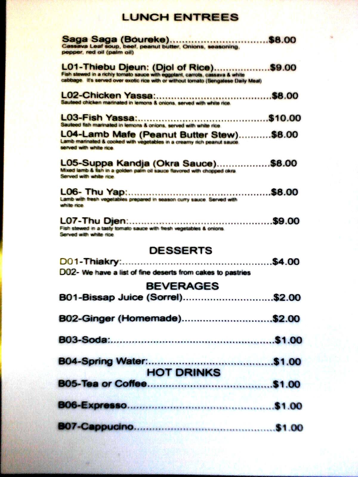 Kaloum menu