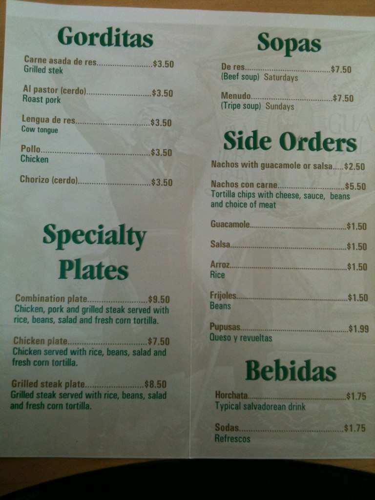 Menu at Tacos Lupita restaurant, Haverhill, 194 River St