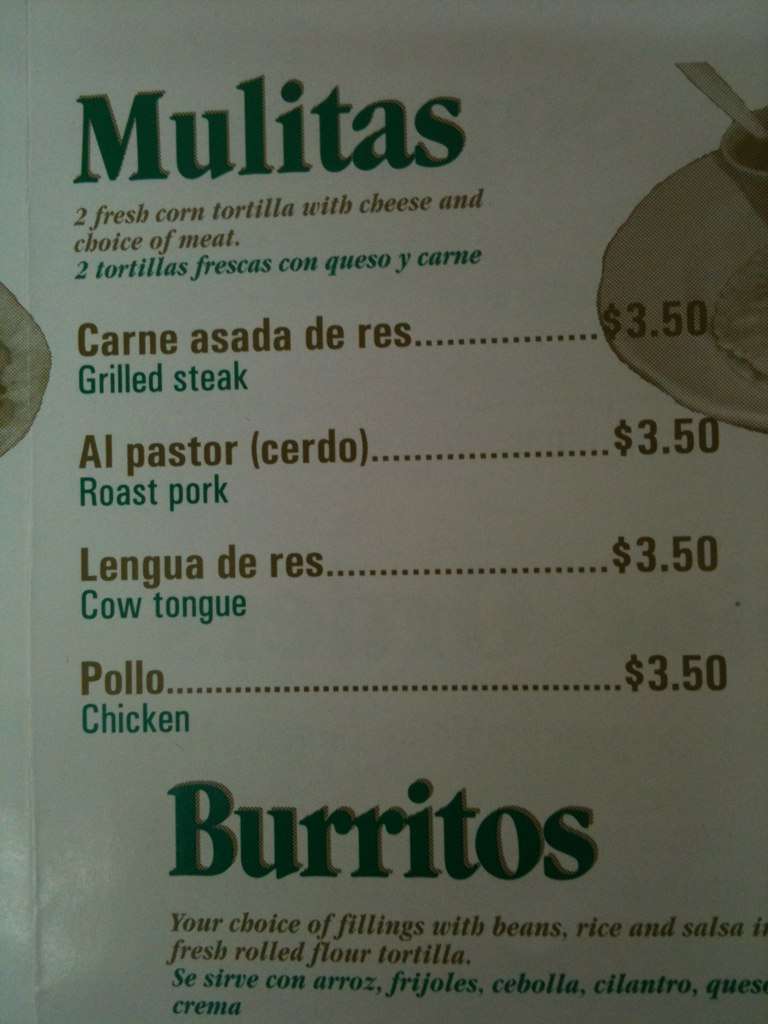 Menu at Tacos Lupita restaurant, Haverhill, 194 River St