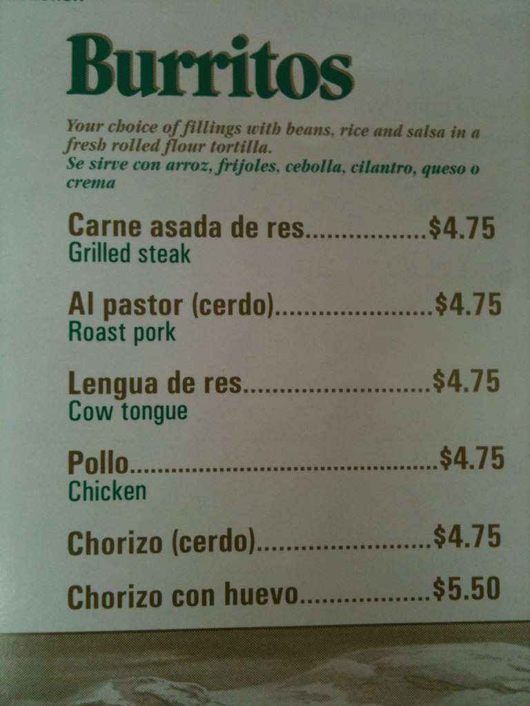 Menu at Tacos Lupita restaurant, Haverhill, 194 River St