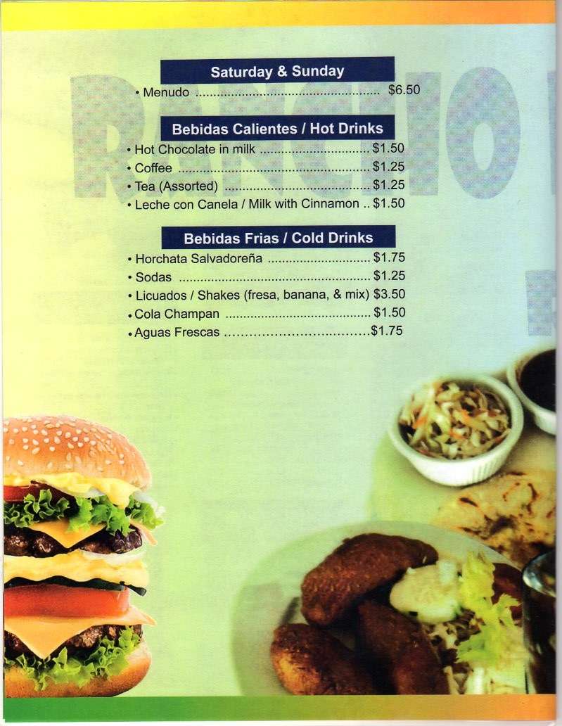 Rancho La Perla menu
