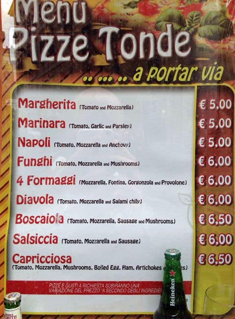 Menu di Pizzamor 