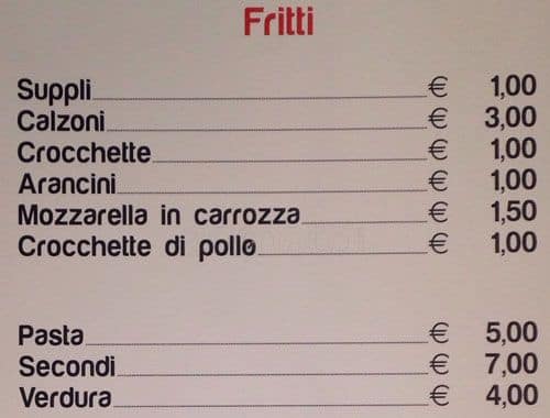 Menu di Pizzamor 
