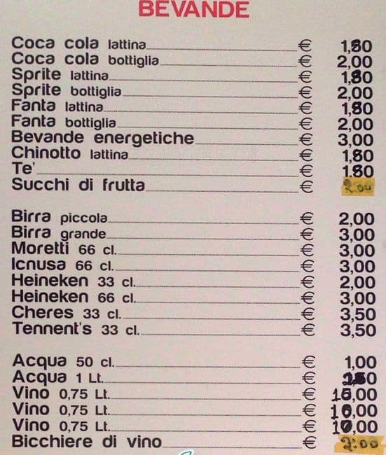 Menu di Pizzamor 