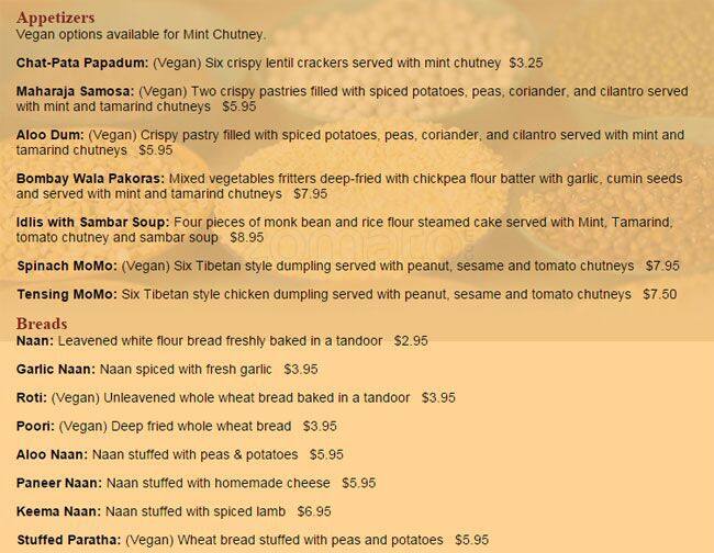 Yeti Bar menu