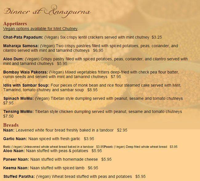 Yeti Bar menu