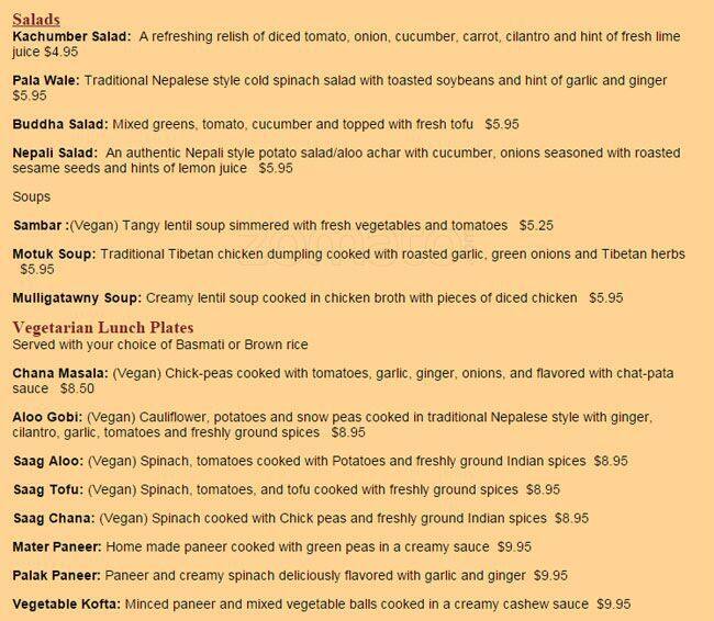 Yeti Bar menu