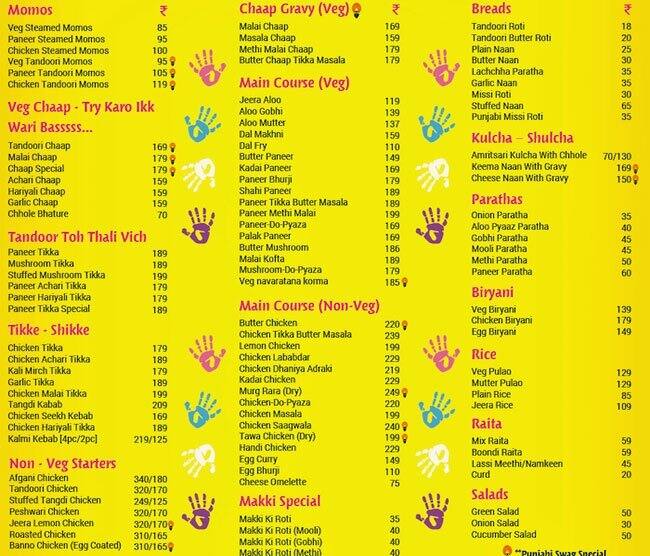 Punjabi Swag Menu, Menu for Punjabi Swag, BTM, Bangalore Zomato