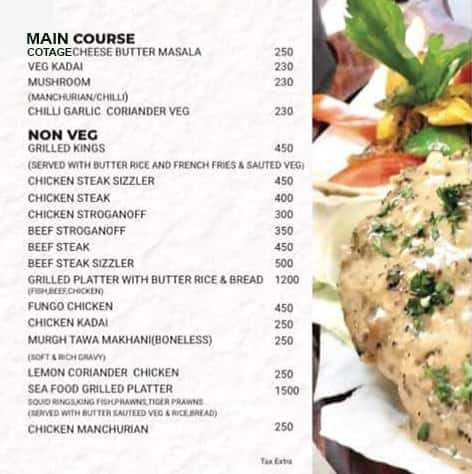 Menu of De Natura Resto Cafe, Nedumbassery, Kochi