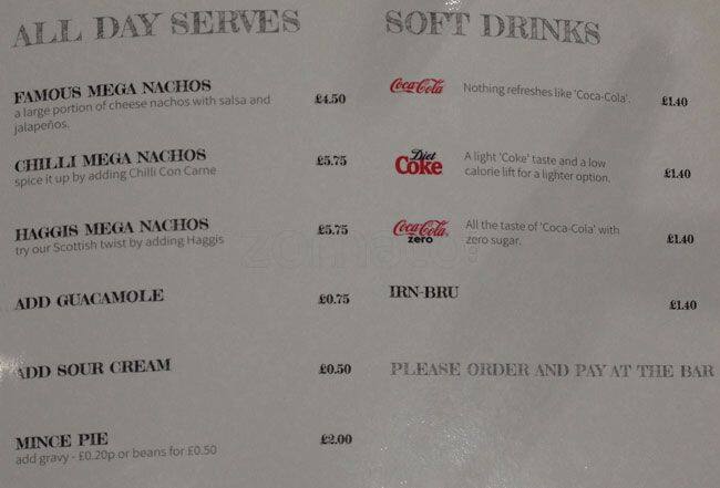 The Carriers Quarters menu