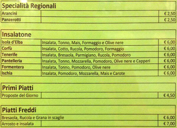 Menu di Piccolo Bar 