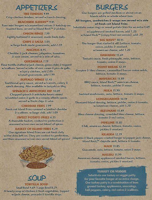 Menu at Islands Restaurant Cupertino, Cupertino