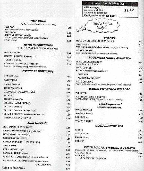 Menu at Charley's Old Fashioned Hamburgers restaurant, Fort Worth
