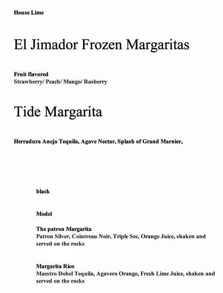 La Marea menu
