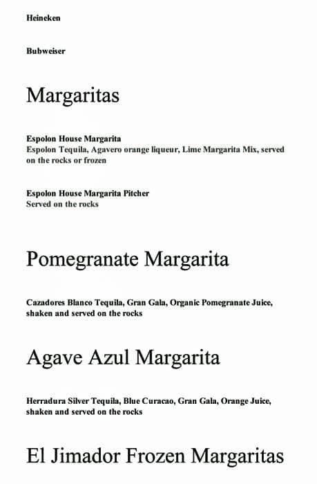 La Marea menu