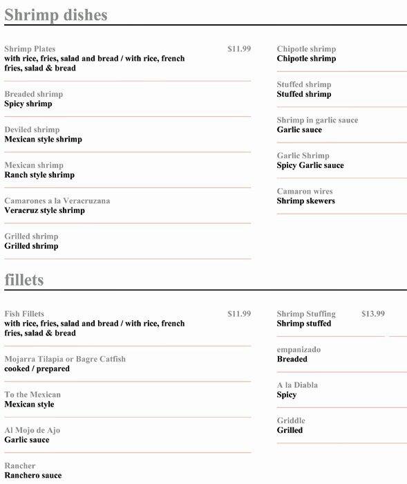 La Marea menu