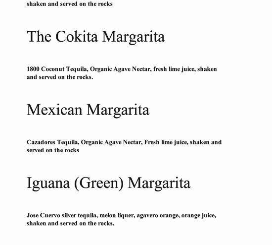 La Marea menu