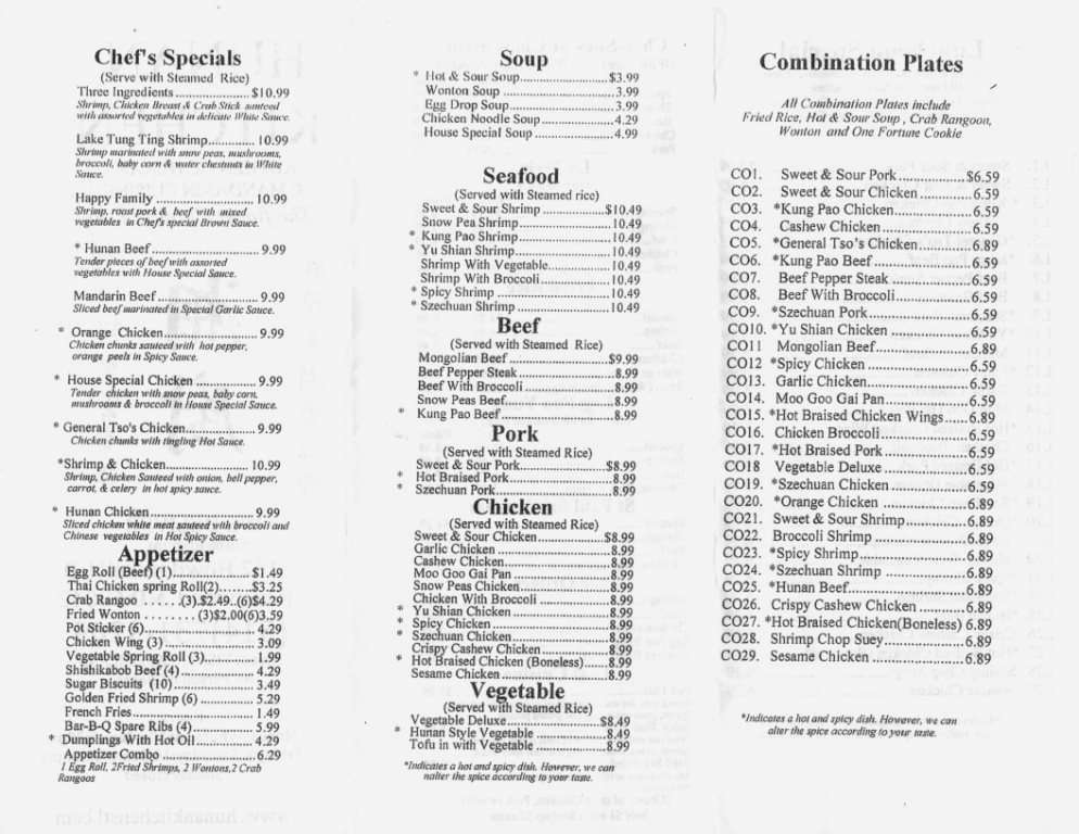 Hunan Kitchen Menu Menu For Hunan Kitchen Hazelwood St Louis